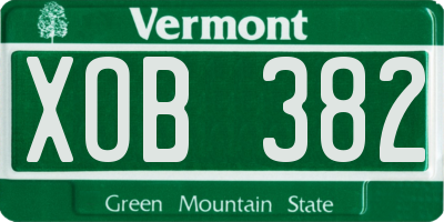 VT license plate XOB382