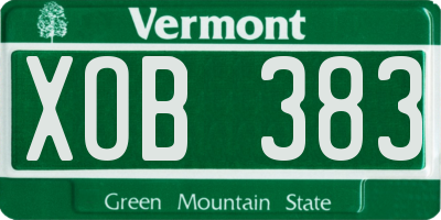 VT license plate XOB383