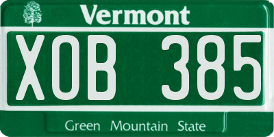 VT license plate XOB385