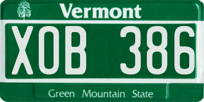 VT license plate XOB386