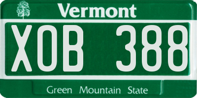 VT license plate XOB388