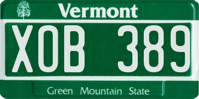 VT license plate XOB389
