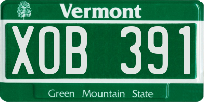 VT license plate XOB391