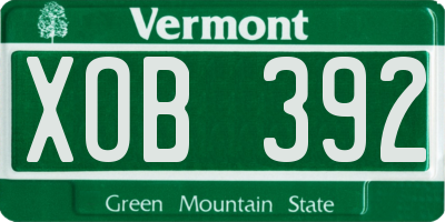 VT license plate XOB392