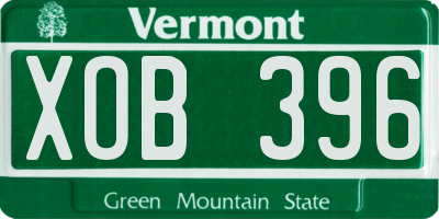 VT license plate XOB396