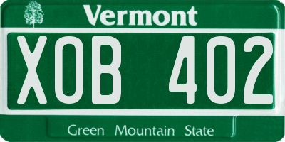 VT license plate XOB402