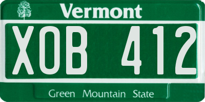VT license plate XOB412