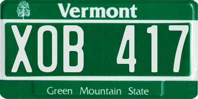 VT license plate XOB417