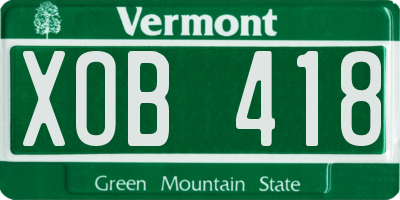 VT license plate XOB418