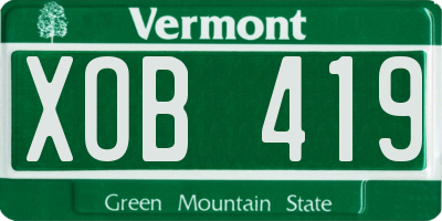 VT license plate XOB419