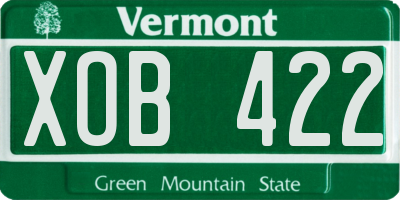 VT license plate XOB422