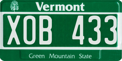 VT license plate XOB433