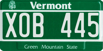 VT license plate XOB445