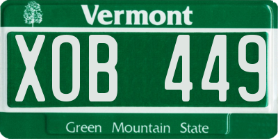 VT license plate XOB449