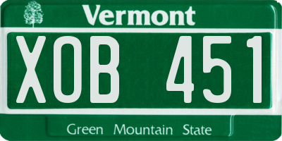 VT license plate XOB451