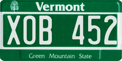 VT license plate XOB452