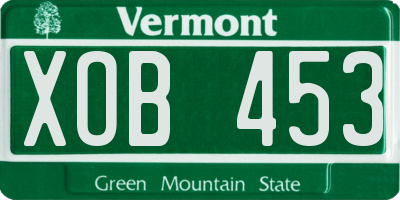 VT license plate XOB453