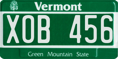 VT license plate XOB456
