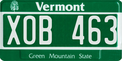 VT license plate XOB463