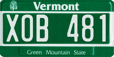 VT license plate XOB481