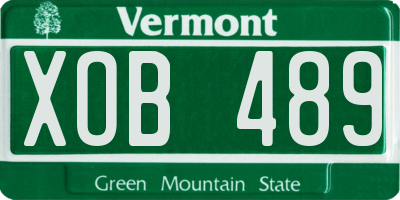 VT license plate XOB489