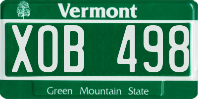 VT license plate XOB498