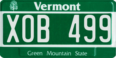 VT license plate XOB499