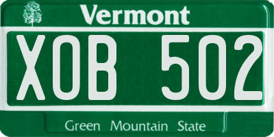 VT license plate XOB502