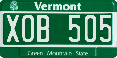 VT license plate XOB505