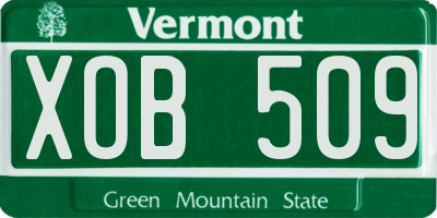 VT license plate XOB509