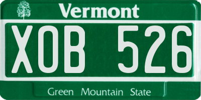 VT license plate XOB526