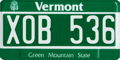 VT license plate XOB536