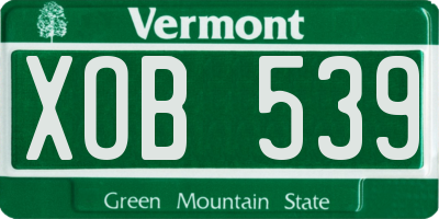 VT license plate XOB539