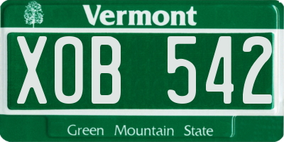 VT license plate XOB542