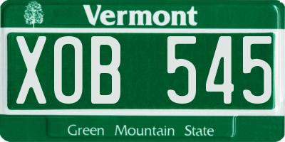 VT license plate XOB545