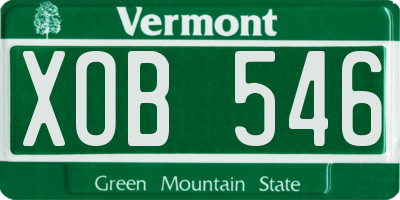 VT license plate XOB546
