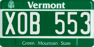 VT license plate XOB553