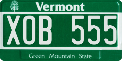 VT license plate XOB555