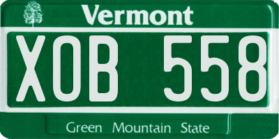 VT license plate XOB558