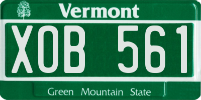 VT license plate XOB561