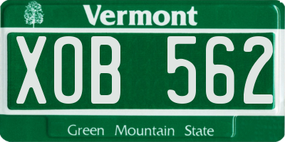 VT license plate XOB562