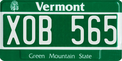 VT license plate XOB565