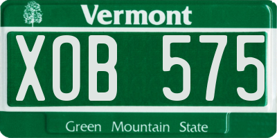 VT license plate XOB575