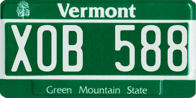 VT license plate XOB588