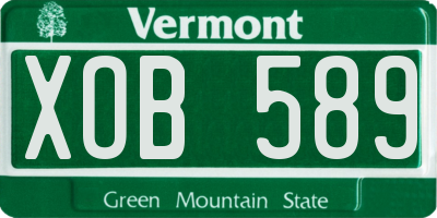 VT license plate XOB589
