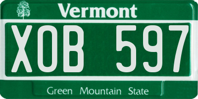 VT license plate XOB597