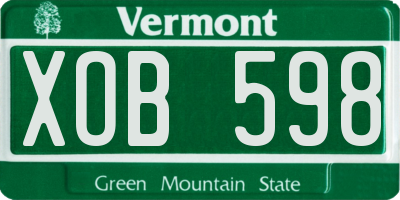VT license plate XOB598