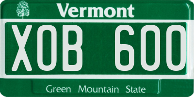 VT license plate XOB600