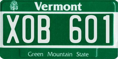 VT license plate XOB601