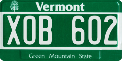 VT license plate XOB602